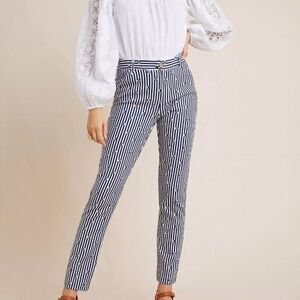 Anthropologie Blue White Essential Slim Trousers 4